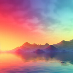 Abstract landscape, spectrum gradient colorful wallpaper