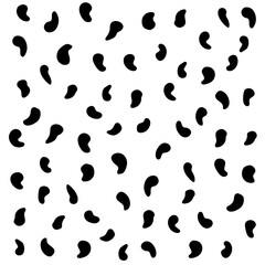 Pattern of black shapes like commas on a white background - obrazy, fototapety, plakaty