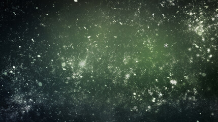 Green christmas background with snowflakes and stars