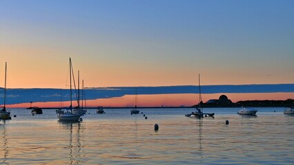 Sunrise scenery at Lake Michigan with amazing clouds background