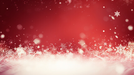 Fototapeta na wymiar Snow red background. Christmas snowy winter design. White falling snowflakes, abstract landscape. Cold weather effect.