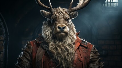 クリスマスにプレゼントを届けるトナカイ