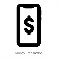 Money Transaction and mobile payment icon concept