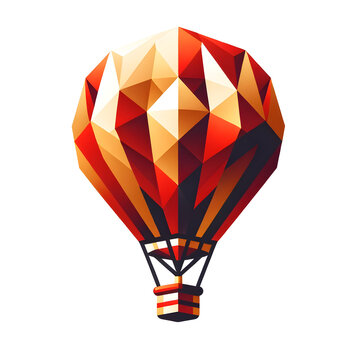 Polygonal Hot Air Balloon Illustration - Vibrant Colors with Concept of Adventure, Freedom, Exploration, and Journey