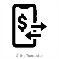 Online Transaction and online money icon concept