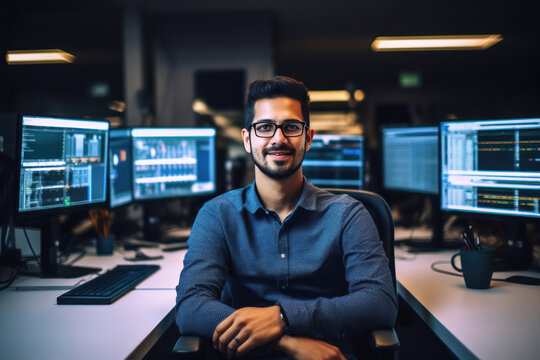 Young indian male programmer or software developer