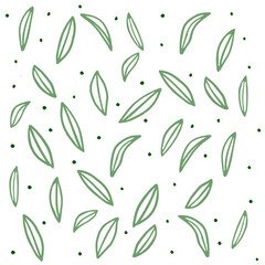 Scandinavian style green leaf and dots pattern