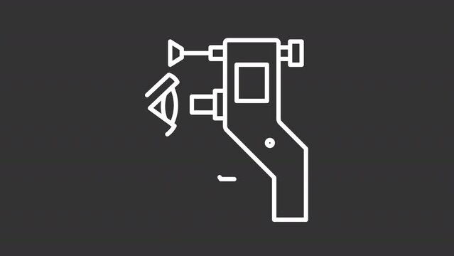 Pack of white icon simple animations representing medical diagnostic equipment, HD video with transparent background, seamless loop 4K video.