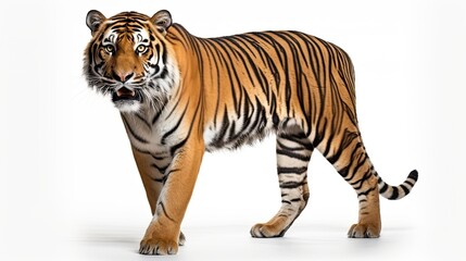 A tiger on a white background