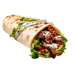 Realistic Kebab Roll 3D, on transparent background.