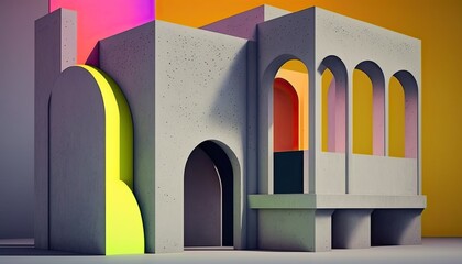 Concrete architecture in vibrant colors