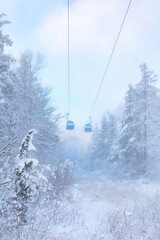 Ski resort Bansko, Bulgaria, gondola cable car