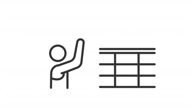 2D black creative thin linear animation of volleyball, HD video with transparent background, seamless loop 4K video representing paralympic games.