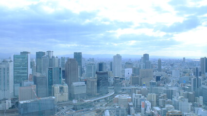 Naklejka na ściany i meble Umeda sky building panorama of the Osaka Osaka, Japan