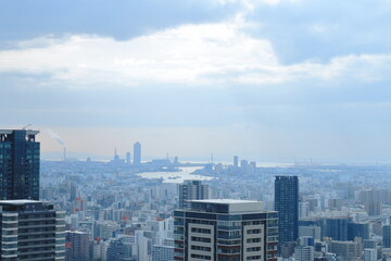 Fototapeta na wymiar city skyline Osaka, Japan