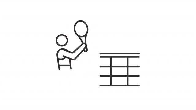 2D black creative thin linear animation of badminton, HD video with transparent background, seamless loop 4K video representing paralympic games.