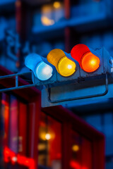 edestrians press a button. Translation, japanese traffic lights, Traffic signals in Japan in town...