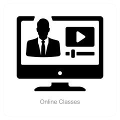 Online Classes and education icon concept