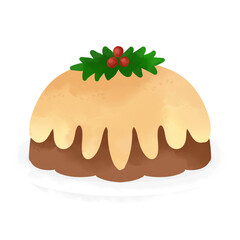christmas pudding cute watercolor clipart