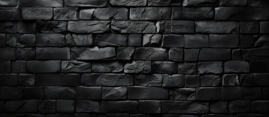 Texture of a black wall made of bricks