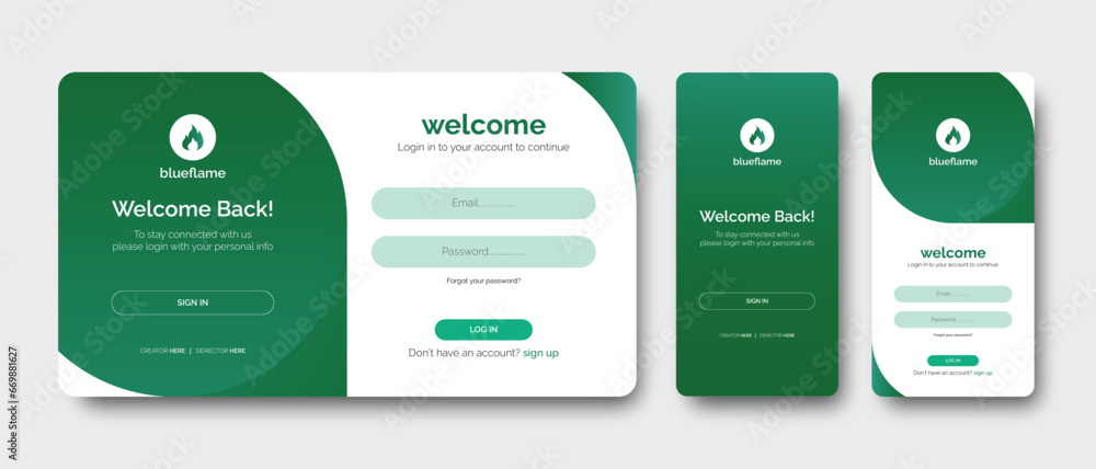 Wall mural set of vector illustrator sign in forms. registration for login page design & mobile app page sign i