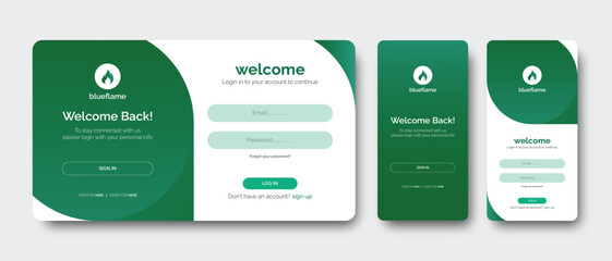 set of vector illustrator sign in forms. registration for login page design & mobile app page  sign in page vector premium 