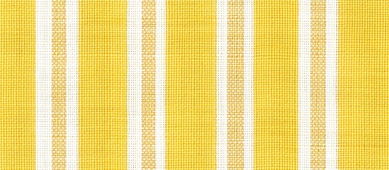 Batik dyed woven fabric with vertical yellow and white stripes in a rustic French countryside design