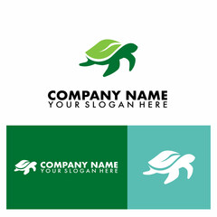 Turtle with leaf logo set vector illustration template.