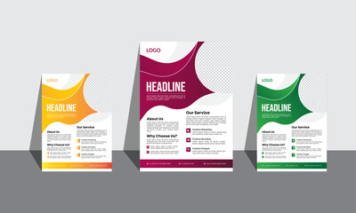 Corporate business flyer design with 3 colors variation.
