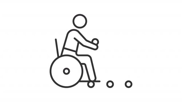 Collection of black thin line icon animations representing paralympic games, HD video with transparent background, seamless loop 4K video.