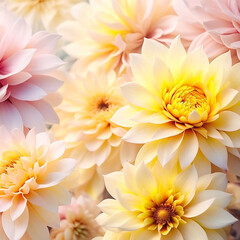 Yellow, orange and pink flowers background.