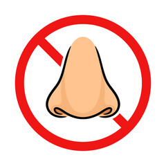 No Nose or No Smelling Sign on White Background