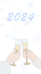 winter card with champagne in the glass. For invitation, flyer, poster, card, banner, brochure, post in social networks, advertising.