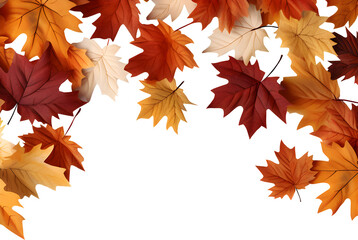 Autumn maple leaf corner design foliage decoration, png file, AI generative