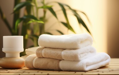 Fototapeta na wymiar Natural Spa Comfort Eco-Friendly Towel Set