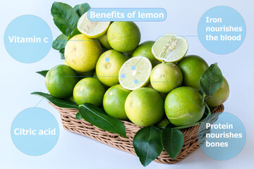 Benefits of lemons. High quality images for healthy fruits.
