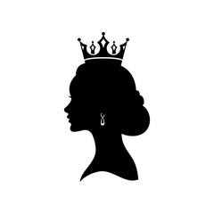 Silhouette of Queen isolated on white background