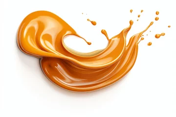 Foto op Plexiglas Liquid sweet melted caramel, delicious caramel sauce isolated on white © Denis