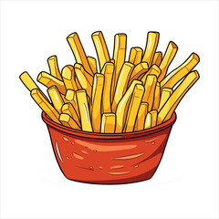 French fries potato tasty fast street food in red paper box vector