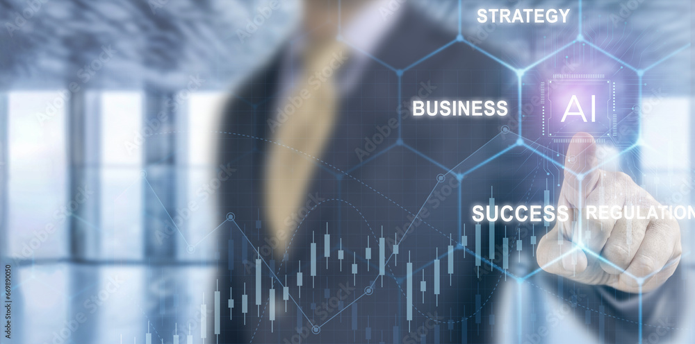 Poster artificial intelligence, ai, automation. strategy for achieving business success using artificial in