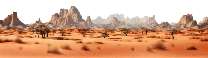 Papier Peint photo Orange Desert with barren sands and rugged terrain, cut out