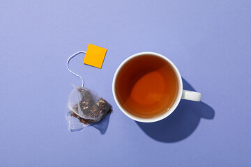 Concept of hot drink - tea and tea bag