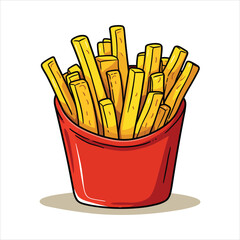 French fries potato tasty fast street food in red paper box vector