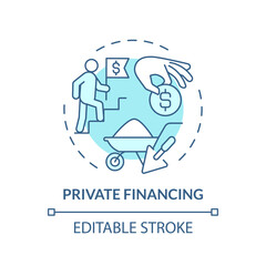 2D editable blue private financing icon, monochromatic isolated vector, construction cost thin line illustration.