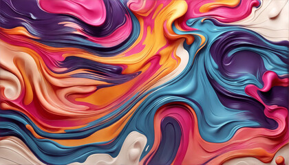 Obraz premium Abstract digital design with vibrant colors and fluid, liquid-like textures, visually stunning backdrop for various creative projects