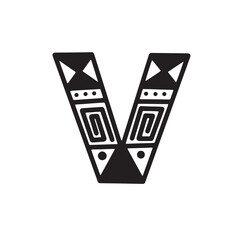 Graffiti aztec alphabet abjad A-Z in style theme handwriting art illustration design vector