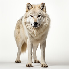 Arctic Wolf in white background, full body look, full HD, hyper-realistic