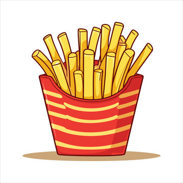 French fries potato tasty fast street food in red paper box vector