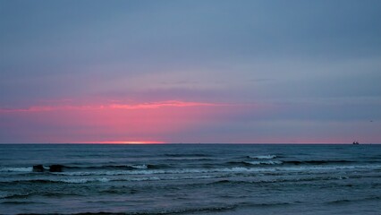 Fototapeta premium Colorful cloudy sky at sunset. Gradient color. Sky texture, abstract nature background.