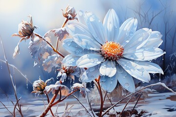 flowers in the snow
